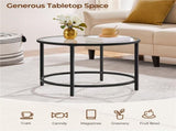 Modern Glass Top Coffee Table with Adjustable Foot Pads, Black 96041514