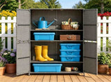 Outdoor PE Rattan Storage Cabinet with Adjustable Shelves, Anti-Tip Garden Tool Storage Shed for 47992107