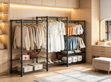 Clothes Rack, Rolling Garment Rack with 4 Hang Rods & 8 Storage Tiers, Adjustable Freestanding 02429095