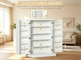 White 41" Modern Freestanding Kitchen Pantry Double Door Storage Cabinet with Adjustable Shelves 18300123