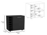 Bar -coffee cart 32" H, Kitchen or living room cabinet storage with 4 wheels, with 6 bottle racks, a B097133387