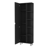 Urano Mirror Linen Cabinet, Four Interior Shelves, Five External Shelves -Black B20091988