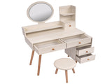 CRAZY ELF Stylish Vanity Table Cushioned Stool, Touch Control LED Mirror, Large Capacity Storage W936110479