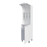White Kitchen Pantry with Pneumatic Door and Open Storage B062P290239