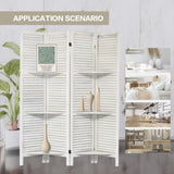 ZNTS Room Divider 4 Panel, White Room Divider with Shelves, Wall Room Dividers and Folding Privacy 25185997