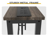 2Pcs 78.74"x5.91"x31.10" Console Table, MDF with Melamine Veneer & Iron Frame, with Power Outlet, 66330565