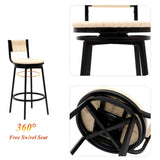 Creamy White Bar Stools Swivel Counter Chairs with Metal Frame Set of 2 Hand Woven Paper Rope Dining W1757P144565