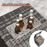 4 Piece Outdoor PE Wicker Furniture Set, Patio Gray Rattan Sectional Sofa Couch with Washable T2712P343643