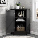 ZNTS Black Bathroom Cabinet Triangle Corner Storage Cabinet with Adjustable Shelf Modern Style MDF Board N725P172615B