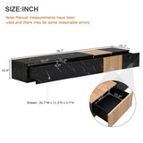 ON-TREND TV Stand with Faux Marble and Walnut Wood Grain Finish for TVs up to 88'', Modern WF320812AAB