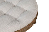 Large Round WaterProof Ottoman Coffee Table 2 Tier Oversized Button Tufted Ottoman with Wooden Shelf W1445P235095