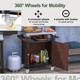 Outdoor Grill Cart with Stainless Steel Tabletop, Storage, Patio Kitchen Island with Wheels, Hooks, W1422P212119