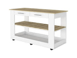 Rockaway 2-Drawer 2-Shelf Kitchen Island White and Light Oak B06280059