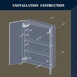 LED Bathroom Wall Medicine Cabinet Mirror 32"24" Lighted Mirror with Storage Recessed or Surface 2 T3177P296182