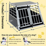 Double Doors Pet Car Transport Cage Aluminium Puppy Travel Crate Box Trapezoidal Kennel Dog Cat 79060182