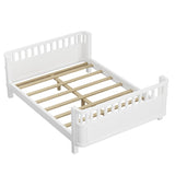 Full Size Wood Platform Bed for Kids, Wood Low Profile Full Bed with Rails for Girls and Boys, W2593P233767
