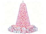 7 FT Pre-Lit Flocked Pink Christmas Tree with 8 Lighting Modes Warm White LED Lights, Hinged 48782658