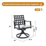 Modern Classic Outdoor Patio Cast Aluminum 2PCs Dining Swivel Rockers with Textured Ember Black W1886P272352