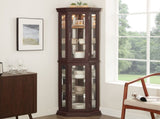 Lighted Corner Curio Cabinet - Glass Display Shelf with Tempered Glass Doors, Adjustable Shelving, W1758P300130