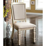 ZNTS Set of 2 Padded Fabric Dining Chairs in Antique White and Ivory B016P156592