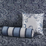 5 Piece Jacquard Bedspread Set with Throw Pillows Navy Queen B03597644