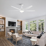 ZNTS 56 In Intergrated LED Ceiling Fan Lighting with White ABS Blade W136755949