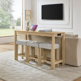 59 Inch Bar, Dining, Sofa with Power Outlet, 3 Upholstered Stools, 4 Piece Bar 15585597