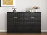 Modern 8 Drawers Dresser Chests for Bedroom,47.2" Wide Wood Chest of Drawers with Gold Metal W409P307537