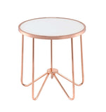 Rose Gold Finish End Round Frosted Glass Top Modern Living Room Furniture 1pc Classy Side B2741P332648