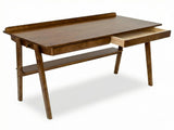 Solid Wood Writing Desk, Home Office Desk for Small Spaces, Mid Century Modern Desks with 2 Drawers 56061304
