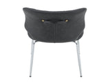 Dark Gray Oil Waxed Leather Dining Chairs with Electroplated Metal Legs, Adjustable Non-Slip Foot W3493P444883