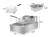 US Standard EH81 Deep Fryer, 110V, 1700W, 11.4QT/10.8L, Silver Stainless Steel, Single Tank, 92292067