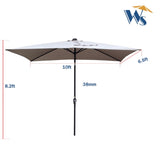 10 x 6.5t Rectangular Patio Solar LED Lighted Outdoor Umbrellas with Crank and Push Button Tilt for W65690316
