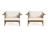 Outdoor Acacia Wood Club Chairs with Cushions , Teak Finish Beige, 30.75" W x 30.25" D x 70856.00BGE
