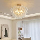 20-Inch Gold Ceiling Pendant Light with Threaded Clear Glass Globe Shade Ideal for Living Room, W1340P251914
