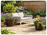 2-Piece PP Rattan Planter Set, 15 & 12 Tapered Square Flower Pots with Built-in Inner Pots & 21574417