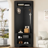 ON-TREND Minimalist Hall Tree with Shoe Bench, Versatile Entryway Coat Rack with 4 Hooks, N721P189665B