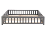 Twin Size Floor Bed with Door,Solid Wood Platform Bed Frame with Fence,Suitable for children,Pine W495123238