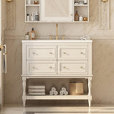 36" Bathroom Vanity Cabinet Sink Combo Set, Undermount Ceramic Sink, Free Standing Vanity Set N710P250654Y