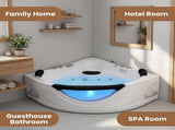 59" Corner Whirlpool Bathtub for 2-Person, Luxury Jetted Spa Tub with 6 Hydro Massage Jets, W3605P419568