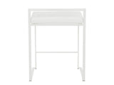 Fuji Contemporary Stackable Counter Stool in White with White Velvet Cushion by LumiSource - Set of B202P222387