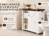 Flip-Top Narrow Bathroom Storage Cabinet with Rolling Wheels,Slim 15751419