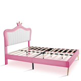 ZNTS Full Size Upholstered Bed Frame with LED Lights,Modern Upholstered Princess Bed With Crown WF307962AAH