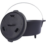 pre-Seasoned Cast Iron Dutch Oven With Skillet Lid, Outdoor Camping Deep Pot for Camping Fireplace 06474652