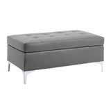 ZNTS Contemporary Gray Tufted Top 1pc Ottoman Faux Leather Upholstered Solid Wood Frame Living Room B011P170546