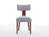 064-Set of 2 Linen Fabric Modern Armless Dining Chairs With Curved backrest and Solid Wooden Legs 42256414