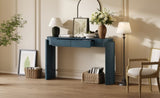 TREXM Entryway Table with Natural Wood Grain Finish, Console Table with Fluted Design, Oval Top and N715P288632M