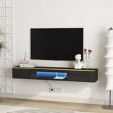 Floating TV Stand Wall Mounted with 16 Color LEDs,69" Modern TV Stand, Floating TV Cabinet W1321P237658