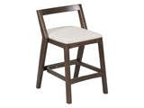 Jasper Indoor Rubberwood Barstool, Dark Brown Finished and Beige Upholstery, Set of 2 N775P336213D