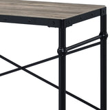 ZNTS Rustic Oak and Black Writing Desk with Wheels B062P184534